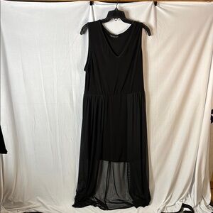 French Atmosphere Black High Low Sundress with Cowl Neck for Cocktail